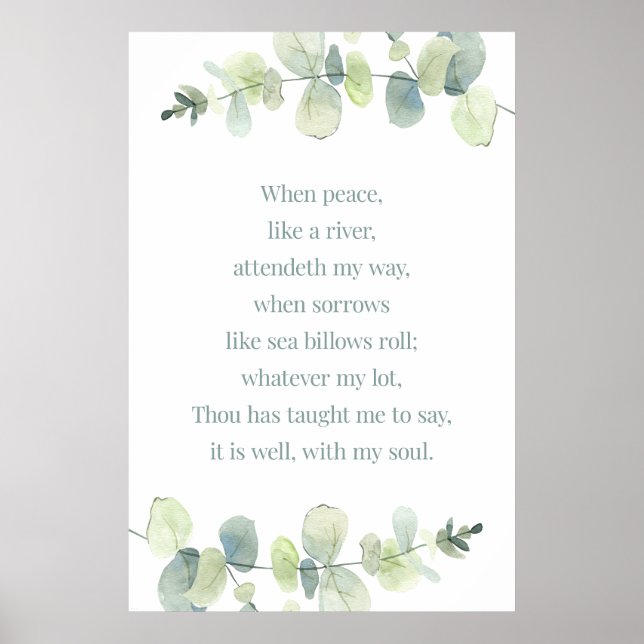 It Is Well With My Soul, Bible Verse Print, Hymnal Poster (Front)