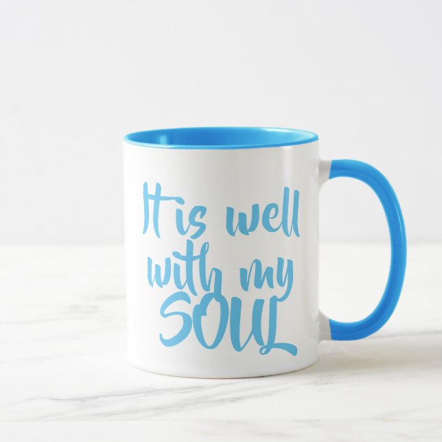 It is well with my soul coffee mug light blue (Right)