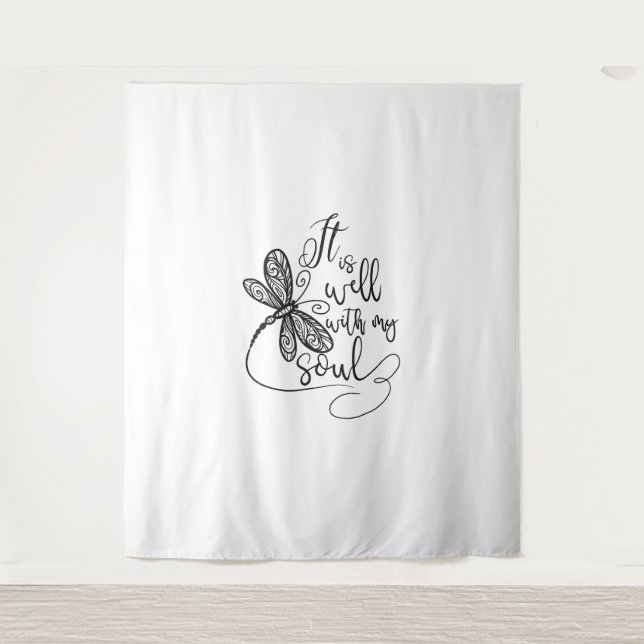 It Is Well with my Soul Dragonfly Christian Women  Tapestry (Front)