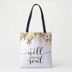 It is Well with My Soul Floral Tote Bag