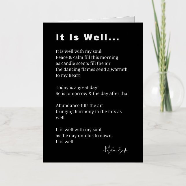 It is well with my soul inspirational poem poetry  foil greeting card (Front)
