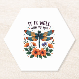 It Is Well With My Soul Inspirational Quote (1) Paper Coaster