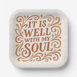 It is Well With My Soul Typography Paper Plate