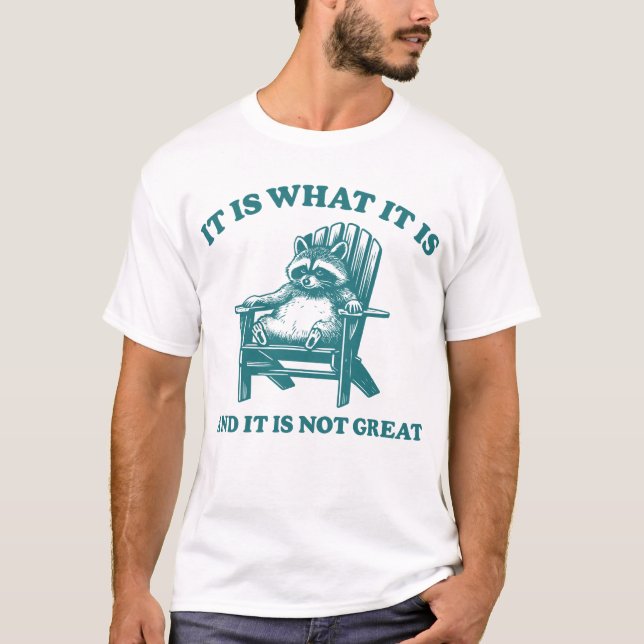 It Is What It Is And It Is Not Great Funny Racoon T-Shirt (Front)