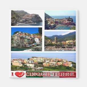 IT - Italy - Cinque Terre - I Love Collage Mosaic Magnet