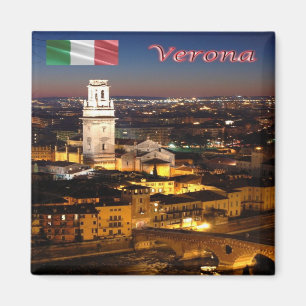 IT-Italy-Verona-Cathedral & Stone Bridge At Night Magnet
