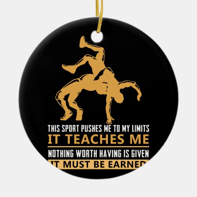 IT MUST BE EARNED Wrestling Ceramic Tree Decoration (Front)