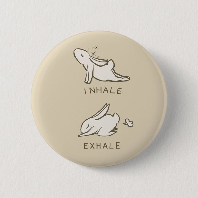 IT PLATES INHALES AND EXHALE BUNNY 6 CM ROUND BADGE (Front)