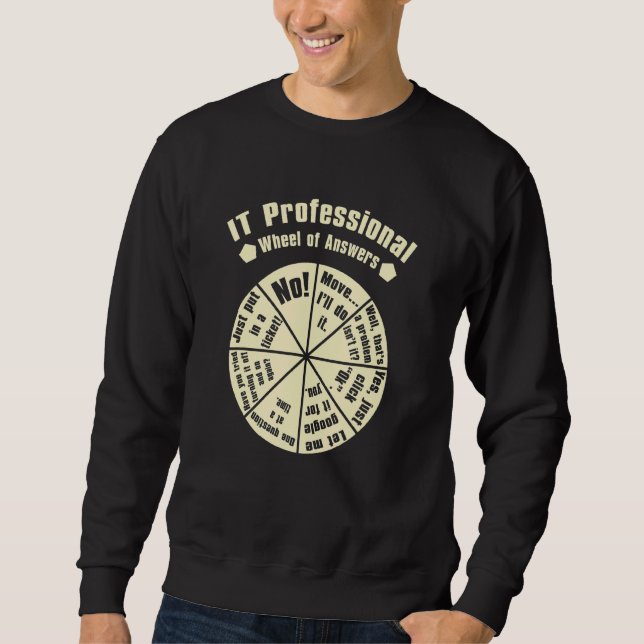 It Professional Wheel Of Answers, Funny Geek Nerd  Sweatshirt (Front)