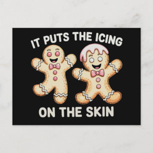 It Puts The Icing On The Skin Gingerbread Xmas Holiday Postcard