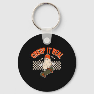 It Real Skateboarding Ghost Bats Retro Halloween 2 Key Ring