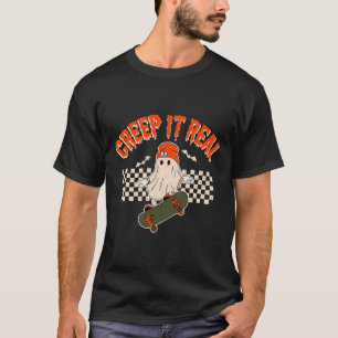 It Real Skateboarding Ghost Bats Retro Halloween 2 T-Shirt
