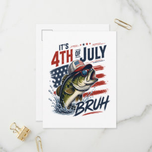 It’s 4th of July Bass Brute Fishing Invitation Postcard