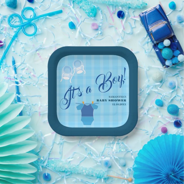 It’s a Boy! Baby Shower Blue Modern. Napkins Paper Plate (Party)