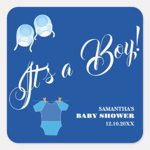 It’s a Boy! Baby Shower Blue Modern. Napkins Square Sticker