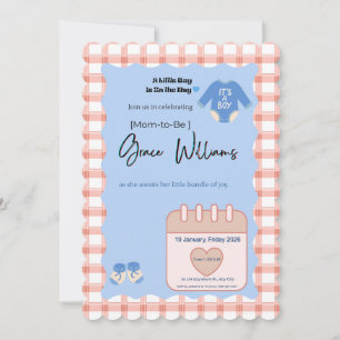 It’s a Boy Baby Shower Invitation Gingham Blue C