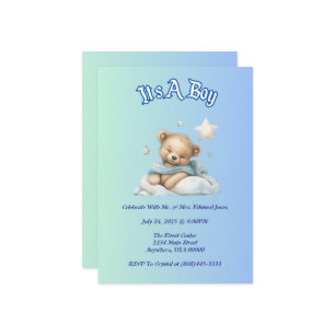 “It’s A Boy” Baby Shower Party Decor – Teddy Bear  Invitation