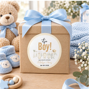 It’s a Boy! Blue Baby Shower – Cute & Sweet Classic Round Sticker
