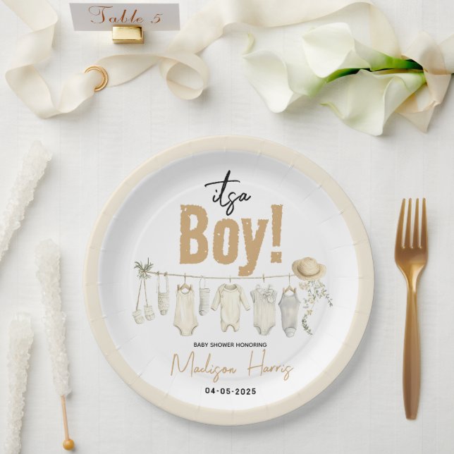 It’s a Boy! Blue Baby Shower – Cute & Sweet Paper Plate (Wedding)
