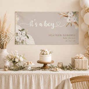 It’s a Boy Boho Floral Neutral Baby Shower Banner