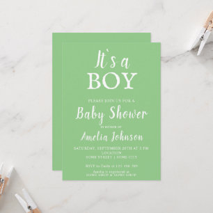 It`s a Boy Green Baby Girl Baby Shower Invitation