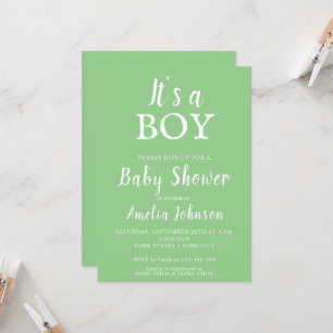 It`s a Boy Green Baby Girl Baby Shower Invitation