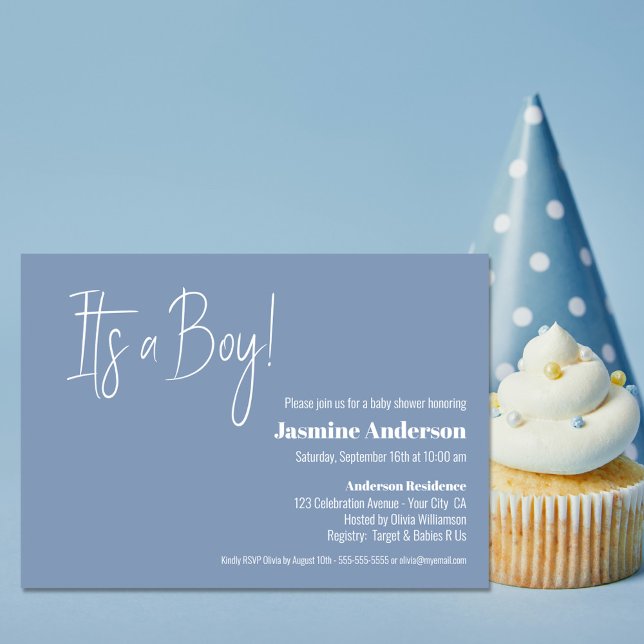It’s a Boy Modern Grey Minimalist Baby Shower Invitation (Creator Uploaded)