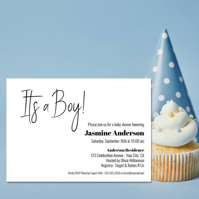 It’s a Boy Modern Minimalist Baby Shower Invitation (Creator Uploaded)