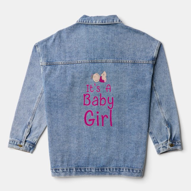 It’s A Boy Or Girl Baby Gender Announcement 1  Denim Jacket (Back)