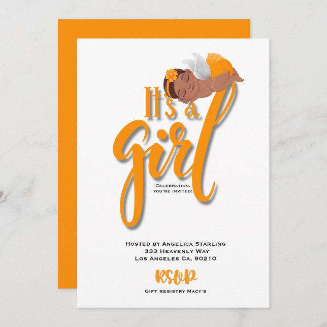 It’s a boy orange Announcement Card (Front/Back)