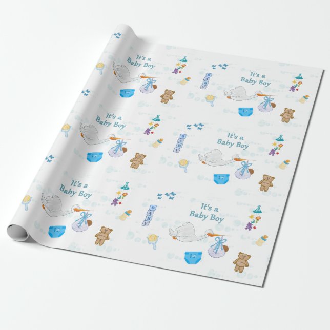It’s a Boy – Personalised Baby Shower Wrapping Paper (Unrolled)