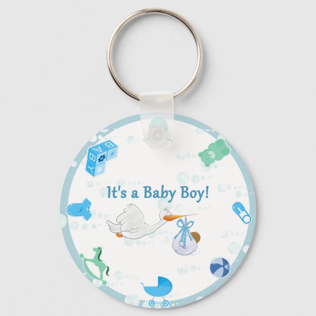 It’s a Boy – Personalized Baby Shower Key Ring (Front)
