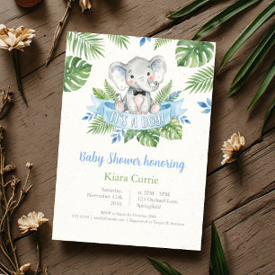 It’s a Boy Tropical Elephant Baby Shower Invitation