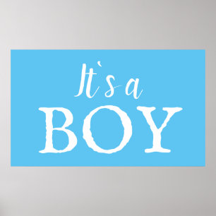 It`s a Boy Typography Blue Baby Boy Baby Shower Poster