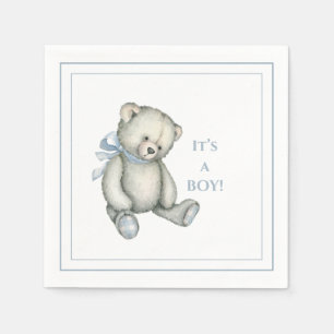 It’s a BOY Vintage Rustic Blue Teddy Bear Napkin