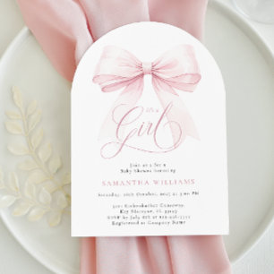 It’s a Girl Arch Pink Bow Baby Shower Invitation