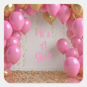 It’s a Girl Balloons! Square Sticker