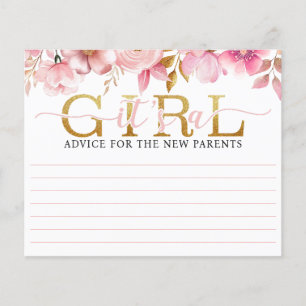 It’s a Girl Blush Pink Baby Shower Advice Card