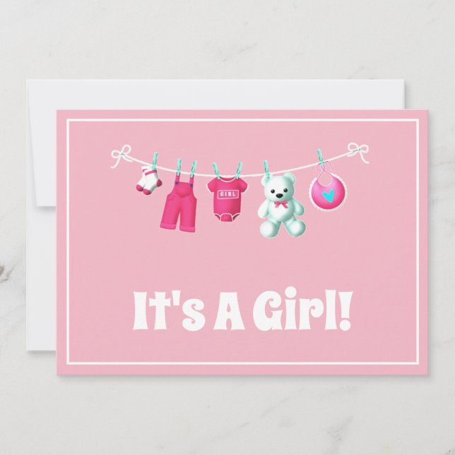 It’s A Girl! New Baby – Pink Custom Photo Card (Front)