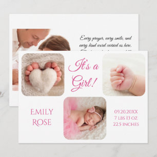 It’s a Girl Photo Collage Custom Birth Announcemen Announcement