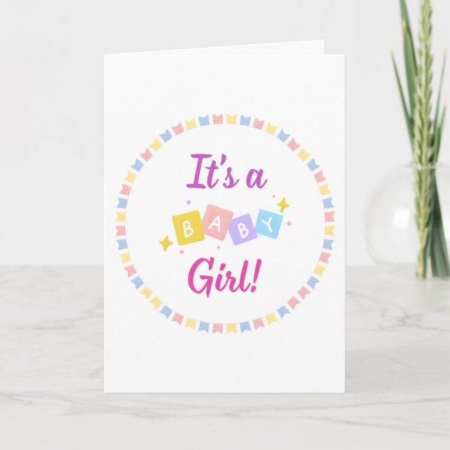It’s a Girl Pink Baby Birth Announcement  (Front)