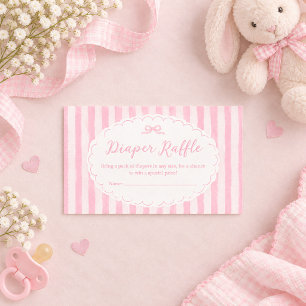 It’s A Girl Pink Bow Baby Shower Diaper Raffle Card