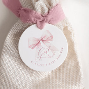 It’s a Girl Pink Bow Baby Shower Favour Tags