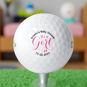 It’s a Girl, Pink Personalised Baby Shower Favour Golf Balls