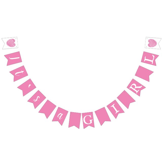 It`s a Girl Pink Typography Baby Shower Bunting (All)