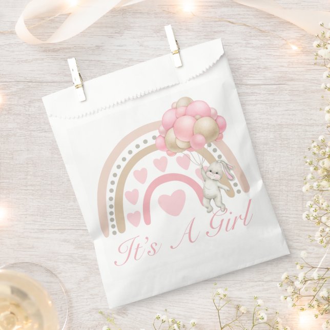 It’s a Girl Rainbow Pink Baby Shower Favour Bags (Clipped)