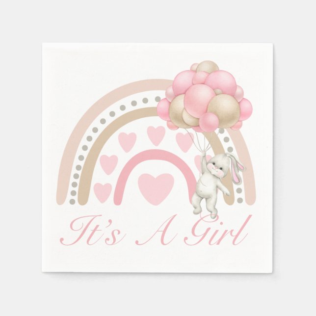 It’s a Girl Rainbow Pink Baby Shower Napkin (Front)
