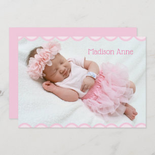 It’s a Girl Script Photo Pink Girly Elegant Birth Announcement