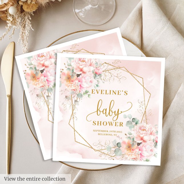 It’s a Girl soft pink gold peonies baby napkins (It’s a Girl soft pink gold peonies baby napkins

)