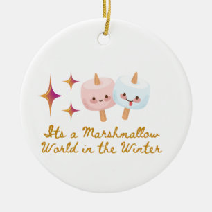 It;'s a Marshmallow World in the Winter on a Ceramic Tree Decoration